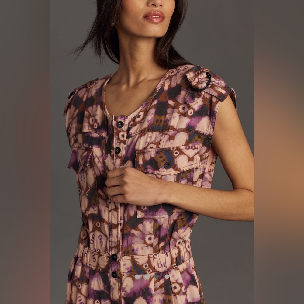 Anthropologie Sleeveless cutout printed jumpsuit